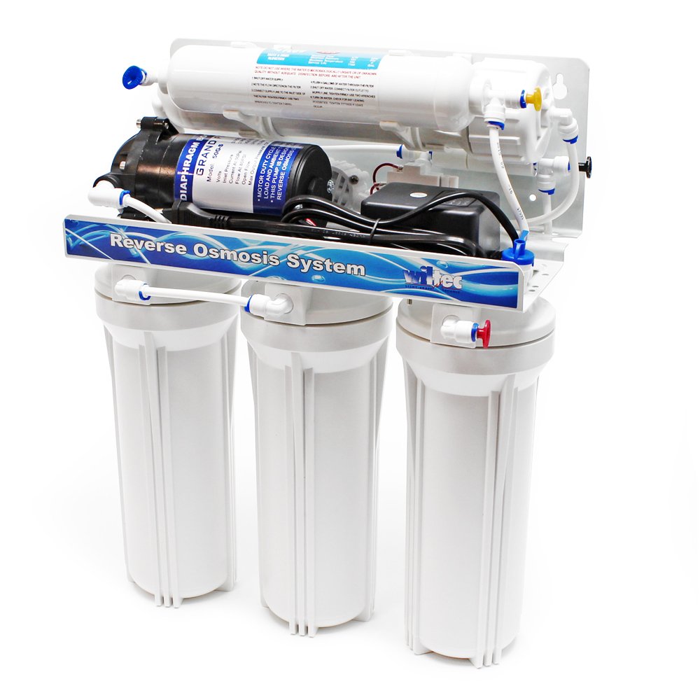 Naturewater 5-traps waterfilter 180 l/dag, filter met omgekeerde osmose, osmosefilter met opvoerpomp en handmatig ventiel, filter voor schoon water met omgekeerde osmosesyseem