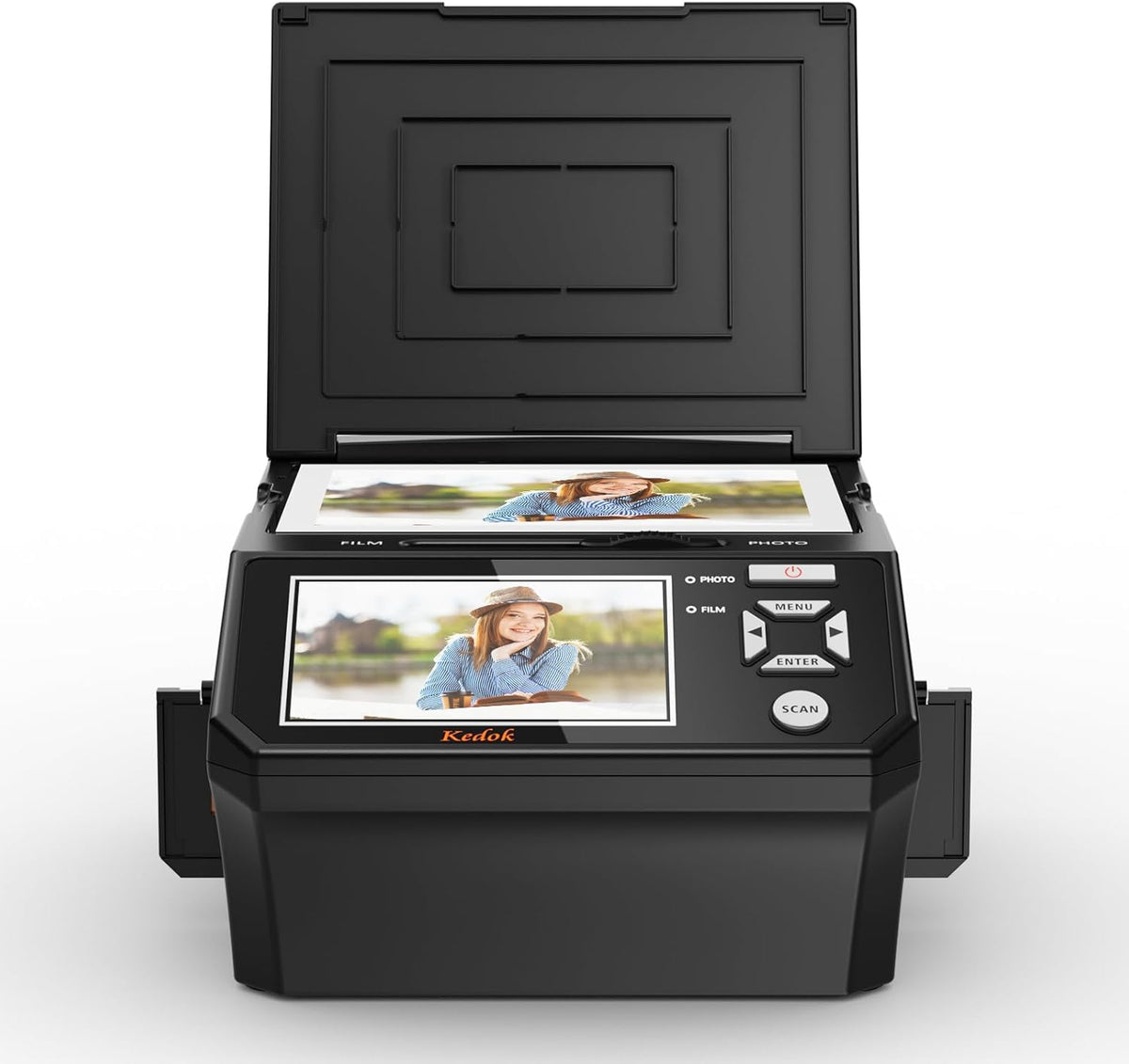 Digitale film- en diascanner - met 5 inch LCD-scherm, converteert 35 mm en 110 mm films, foto's en visitekaartjes in 22 MP JPEG hoge resolutie 8 GB SD-kaart