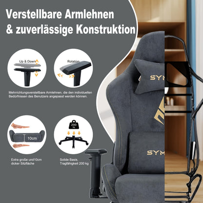 Gamingstoel – Gamestoel – Bureaustoel – Gaming Chair – Game Stoel – Verstelbare Zithoogte – Draaibare Vijfwielige Basis – Ergonomisch Comfort – Duurzame Constructie – Grijs