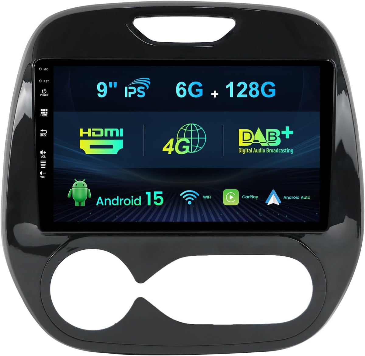 6G+128G Ingebouwde 4G/Dab+/HDMI/DSP/Carplay Autoradio Android 15 voor Renault Kaptur Captur 2016-2019 Gratis Camera+MIC 10 Inch IPS met GPS SWC/WiFi/BT/Carplay/RDS