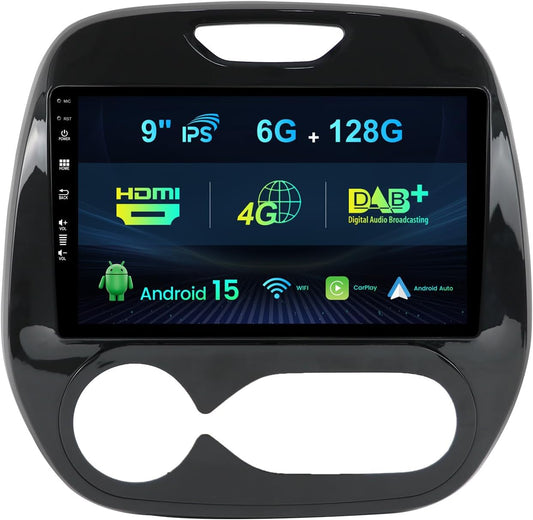 6G+128G Ingebouwde 4G/Dab+/HDMI/DSP/Carplay Autoradio Android 15 voor Renault Kaptur Captur 2016-2019 Gratis Camera+MIC 10 Inch IPS met GPS SWC/WiFi/BT/Carplay/RDS