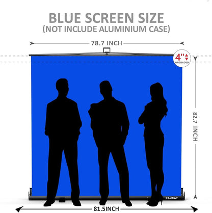 【Bredere stijl】 RAUBAY 200 x 200 CM grote opvouwbare blauwe schermachtergrond draagbare intrekbare Chroma Key-paneel fotoachtergrond met standaard voor videoconferentie, fotostudio, streaming