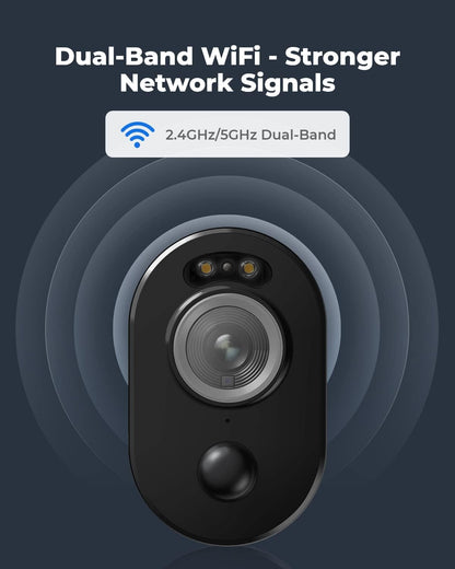 Beveiligingscamera - WiFi-beveiligingscamera - Camerabewaking - Draadloos - voor Buiten - 2.4-5GHz WiFi - CCTV - IP-camera - met Persoon - Voertuigdetectie - IP66 - Nachtvisie - met Bewegingsdetectie - Micro-SD Kaartsleuf - Timelapse - Zwart