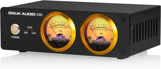 Douk Audio VU22 Dubbele analoge VU-meter display, DB-paneel, muziekspectrum, MIC en LINE geluidsniveaumeter, audio-indicator