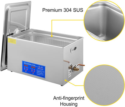 Ultrasonic Cleaner, Ultrasonic Cleaning Device, Ultrasonic Cleaner with Heater, Digital Timer for Glasses, Jewelry, False Teeth, Coins