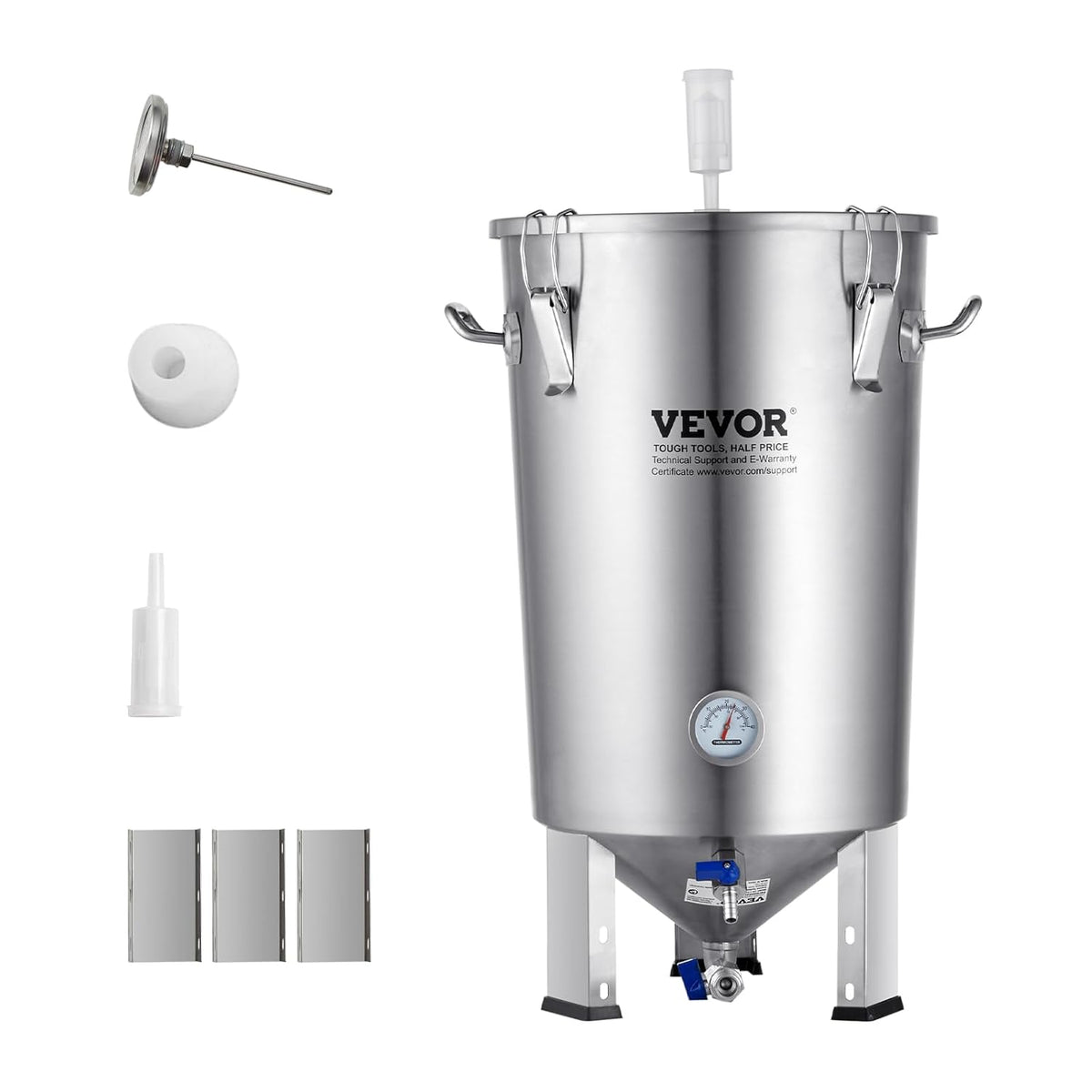 VEVOR Bierproductiesysteem, inhoud 30 liter, roestvrijstalen brouwerij voor bierbrouwen, brouweremmer, accessoires voor het maken van bier
