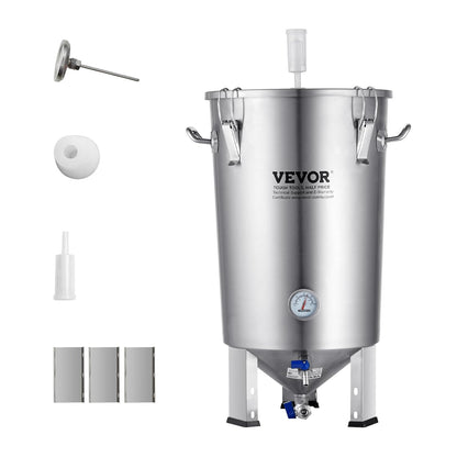 VEVOR Bierproductiesysteem, inhoud 30 liter, roestvrijstalen brouwerij voor bierbrouwen, brouweremmer, accessoires voor het maken van bier