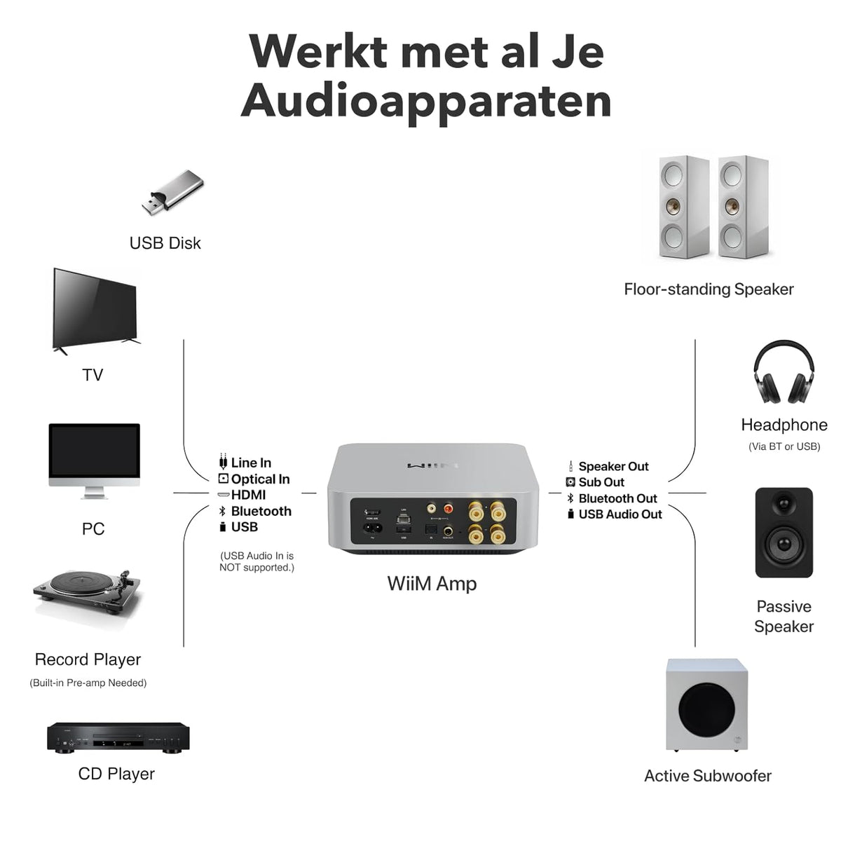 WiiM Amp: Multiroom Streaming Versterker | Compatibel met AirPlay, Google Cast, Alexa | HDMI, Spraakbesturing | Stream vanaf Spotify, Amazon Music, Tidal & Meer | Zilver