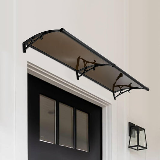 Outdoor Roof, Front Door, Arch Roof, Rectangular Front Door Roof Canopy Door Roof Window Canopy Canopy for Bicycle Protection Pavilions 200 x 60 cm (Brown+Black) - QUORE