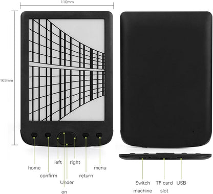 E-Book Reader 6, Niet-verblindende en Oogvriendelijke E-reader HD-touchscreen E-Ink-technologie, Ingebouwde 8GB ROM en 32GB TF-kaartuitbreiding