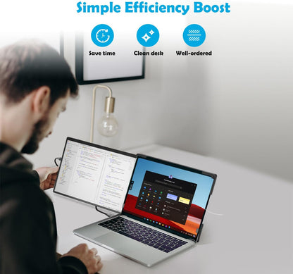 14" Portable Dual Monitor Laptop 1200P FHD 1920x1200 IPS USB-C Compatible with HDMI Plug & Play Extended External Screen for Home Work Gaming Business Multitasking - QUORE