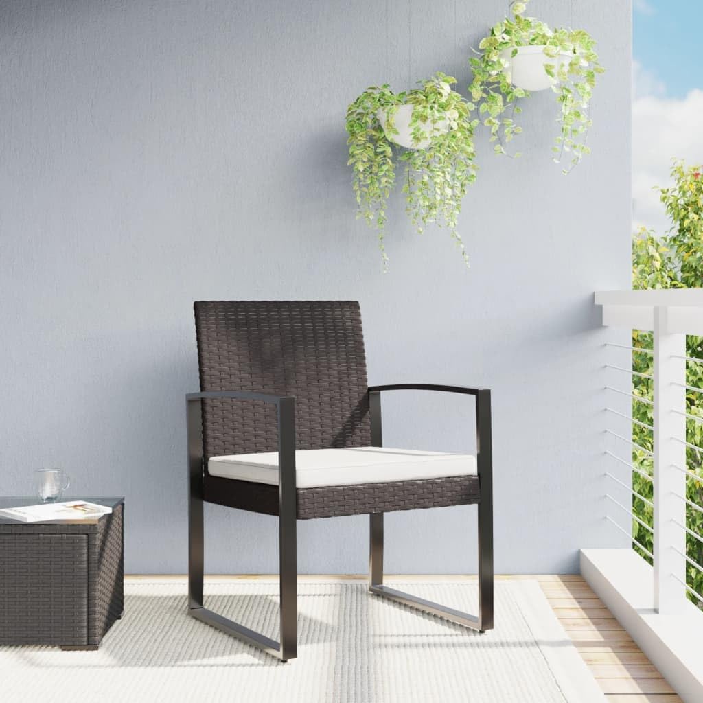 Set of 2 garden chairs made of synthetic rattan PP with cushions, outdoor dining chairs, brown and anthracite, patio furniture with frame made of robust steel, ideal - QUORE