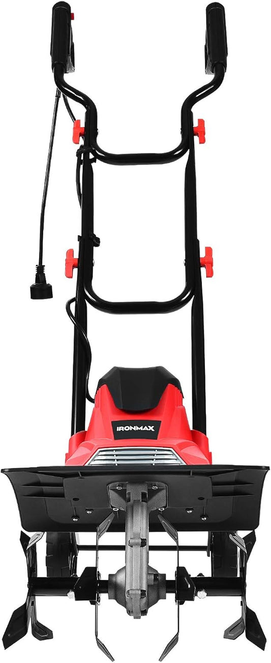 FANTASK 1200 W elektrische grondhak rood, tuin motorhak elektrisch met veiligheidsschakelaar, vloerfrees tuinfrees tuinhak 22 cm werkdiepte en 35 cm werkbreedte