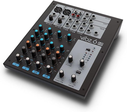 6-Kanaals Mengpaneel Zwart – Mixer – Mengtafel – Geluidsmixer – Audio Mixer – 2 Symmetrische Microfooningangen – Fantoomvoeding