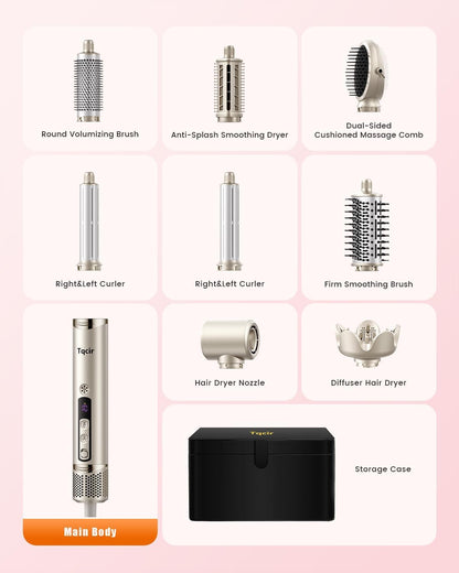 Air Styler & Haardroger – Föhnborstel – Krulborstel – Stylingborstel – Haarstyler – 8-In-1 Met Opbergkoffer – Automatische Krulfunctie