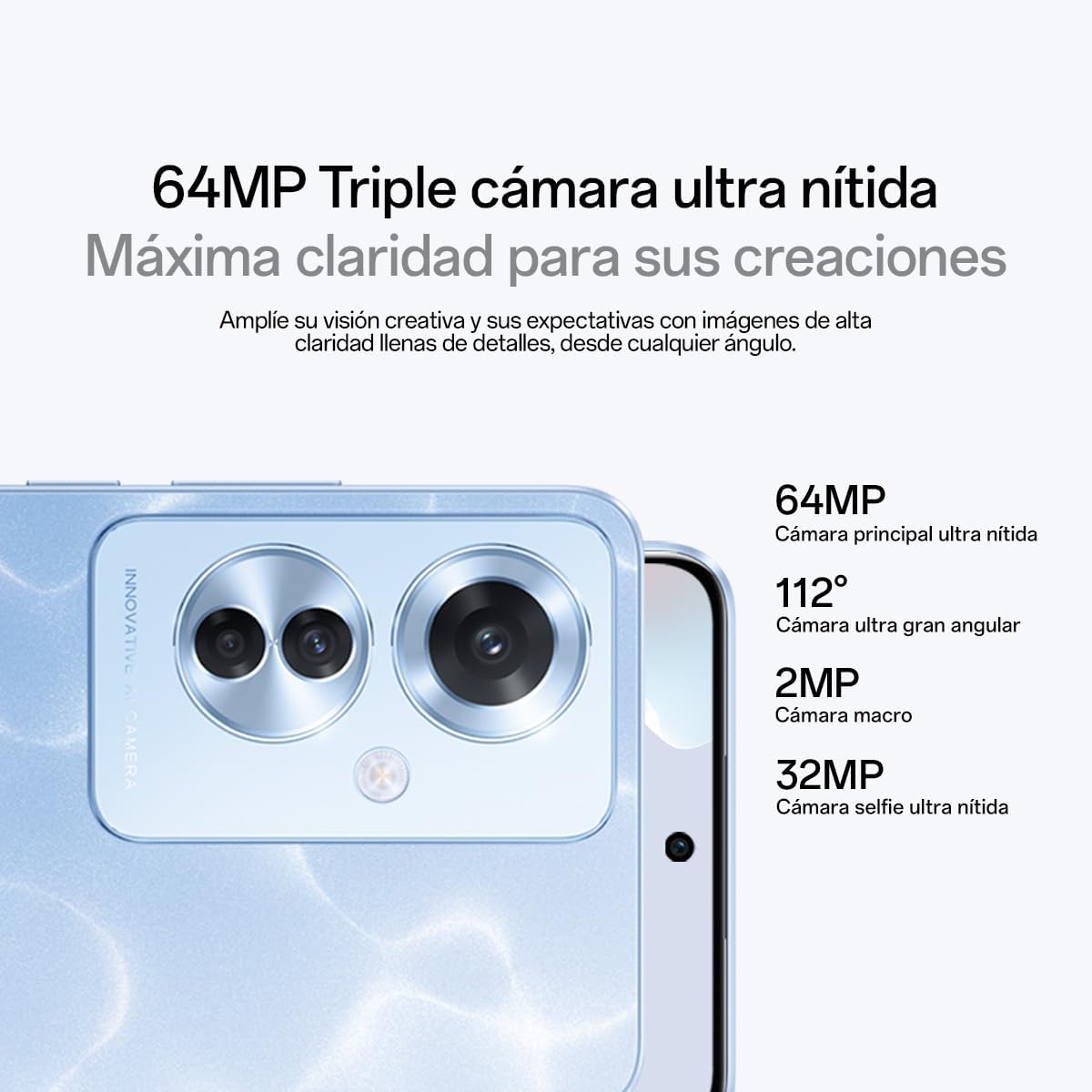 OPPO Reno11 F 5G Smartphone, zonder SIM-slot, 8 GB + 256 GB, FHD+ AMOLED-display, 6,7 inch (17,9 cm) camera 64 + 8 + 32 MP, Android, 4K video, batterij 5000mAh, snel opladen, 67W, Blue Ocean
