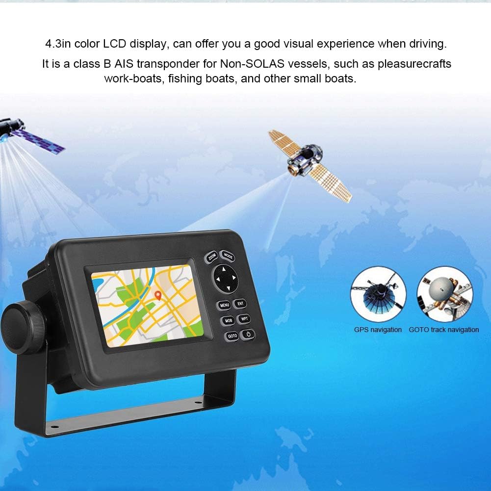 aqxreight GPS-navigatie voor auto, draagbare -528A 4,3 inch kleuren LCD Marine GPS Navigator Alarm Locator Klasse B AIS Transponder Combo