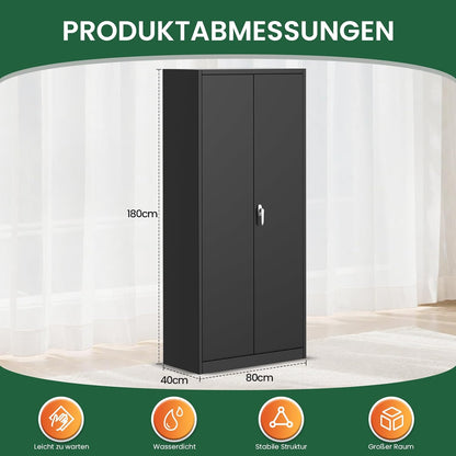 kavey Archiefkast, gereedschapskast, metaal met 2 deuren, opbergkast, kantoorkast van stalen kast met poedercoating