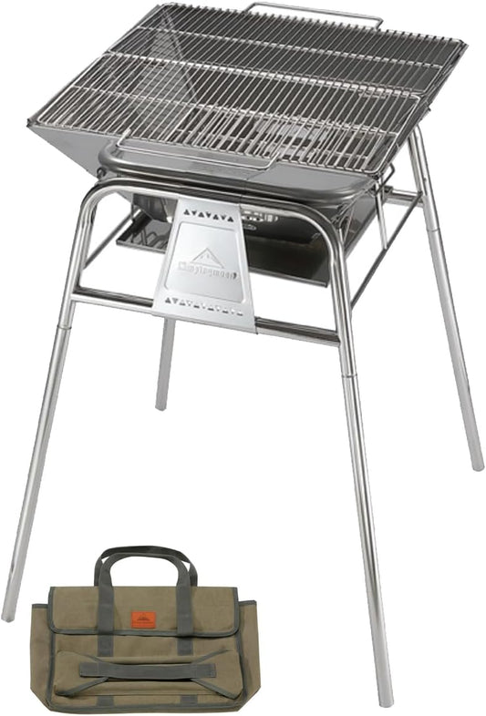 CAMPINGMOON Opvouwbare Camping Houtskool Grill BBQ RVS Stand Type MT-5