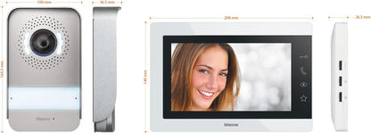 Bticino 317913 Easy Kit Essential Video-intercom voor een gezin, plug-in 2 draden met: 1 externe knop, bel en camera, 1 interne monitor 7 inch (17,8 cm) met handsfree-installatie