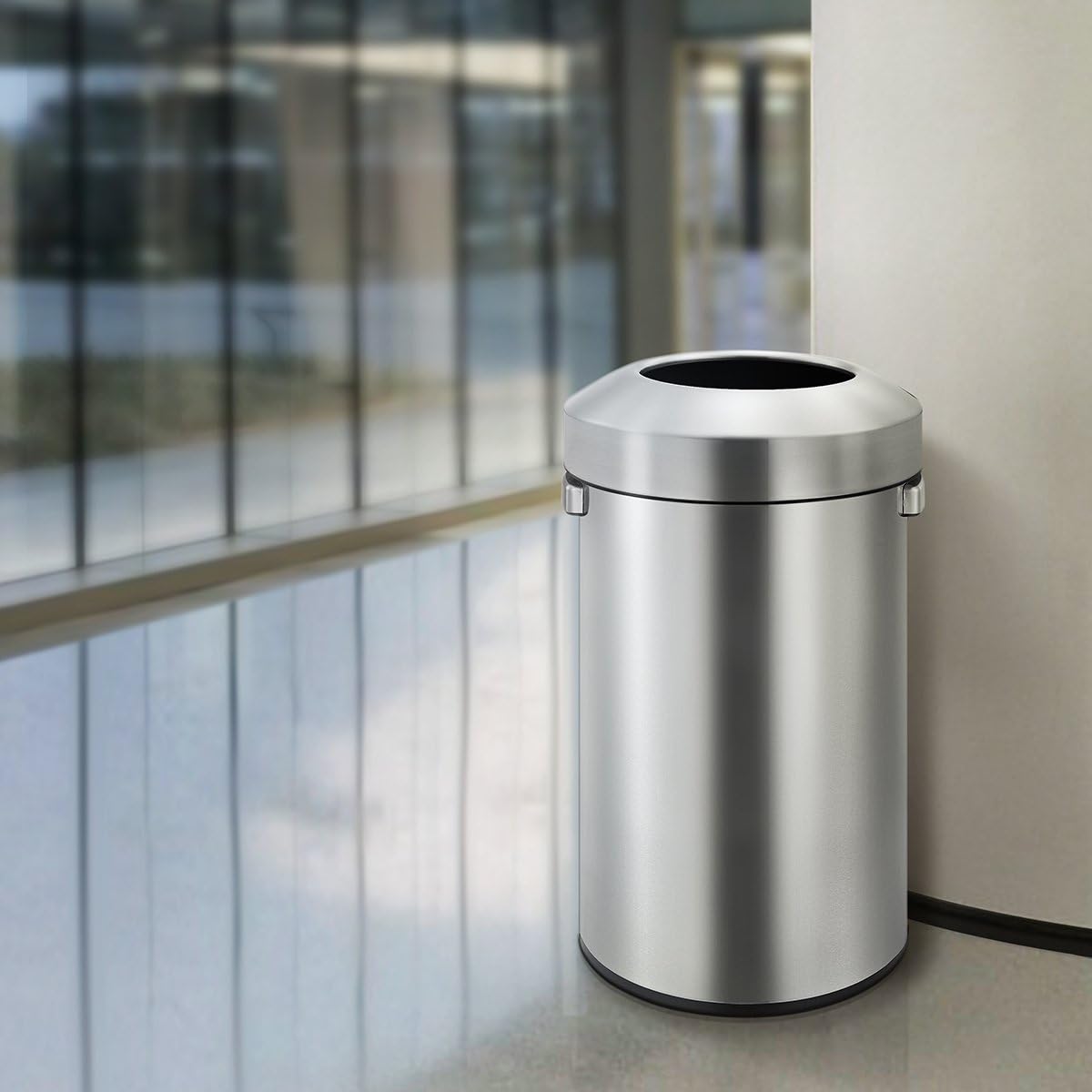 EKO EK9055-60L Urban Commercial Open Top Trash Can, roestvrij staal, 60 L