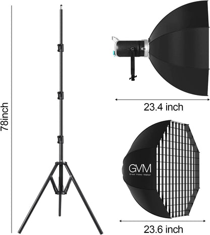 GVM 200W LED videoverlichting met softbox, Bowens 3200K-5600K LED videoverlichting, APP- en DMX-besturing LED studio continu licht voor fotografie, video, interview, YouTube, 93000Lux/0,5m