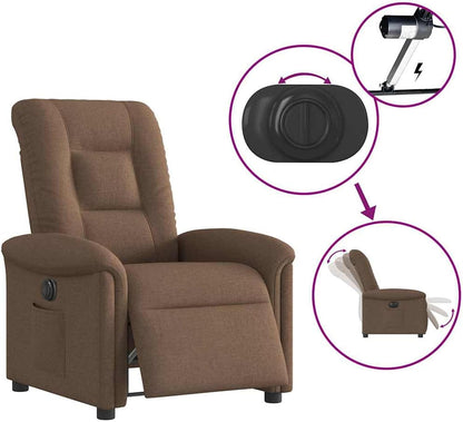 Gecheer Relax Chair Electric Brown Fabric, Recliner Chair Television Chair Reading Chair for Living Room Bedroom Reading Corner Guest Room 3303238