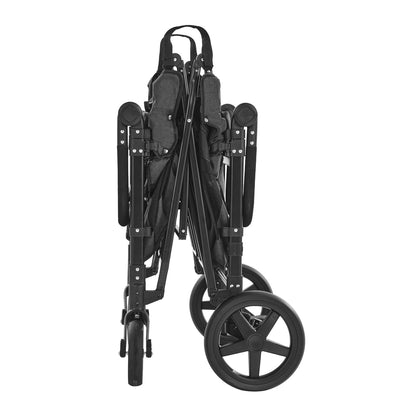 VEVOR Wagon Kinderwagen voor 4 kinderen, Push Pull Quad Opvouwbare Kinderwagen met Verstelbare Handvat, Veiligheidsharnas & Afneembare Luifel, 4-zits Kinderwagen voor Camping, Donkergrijs & Zwart (350