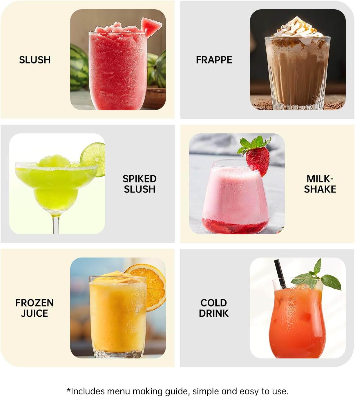 WIE Slush-machine, ijsmachine, dessertmachine, milkshake, frappé wijn, automatische reiniging, 2 liter inhoud, turbo freeze, geen ijs nodig