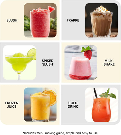 WIE Slush-machine, ijsmachine, dessertmachine, milkshake, frappé wijn, automatische reiniging, 2 liter inhoud, turbo freeze, geen ijs nodig