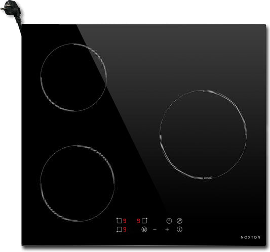 NOXTON Inductiekookplaat 3 kookplaten 60 cm, uitgerust met een 60cm stekker, touch control, 1-90 minuten timer, 9-speed, kinderslot, automatisch sluiten, warmteindicator (3500 watt).