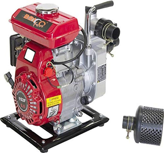 Bricoferr Waterpomp met benzinemotor, 97 cc, 2,5 pk, 4-takt, rood