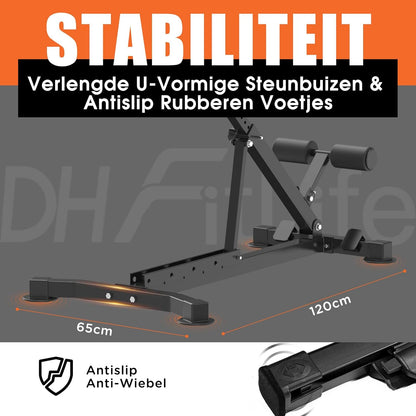 DH FitLife 5in1 Rugstrekker voor thuis | Buikspiertrainer & Rugtrainer | Hyperextension Bank | Vouwbare Verstelbare Roman Chair tot 150KG | Multifunctionele Curlbank en Halterbank