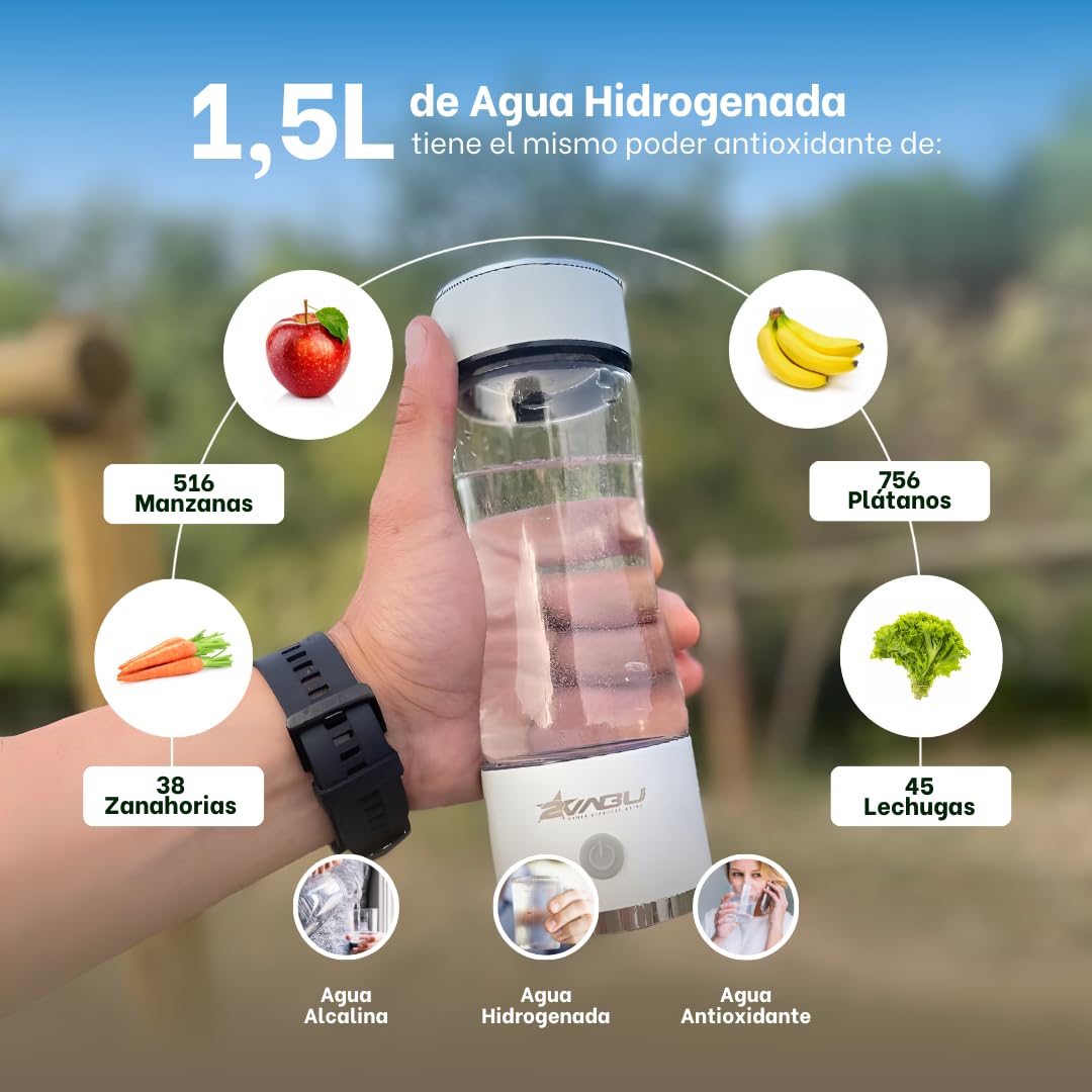 Waterstoffles – Waterfles – Oplaadbare Waterfles – Waterionisator – Waterstof Waterfles – 450 Ml – SPE- En PEM-Technologie Tot 1300 PPB