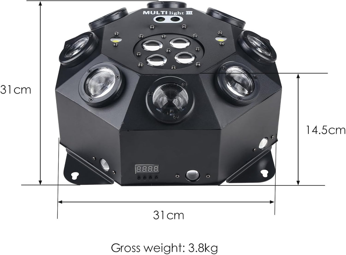 Beweegbaar hoofdlicht, 150 W RGBW 4-in-1 led-DJ-podiumverlichting, DJ-verlichting met oneindige rotatie en geactiveerd geluid, voor bruiloft, DJ-feestjes en live-huis