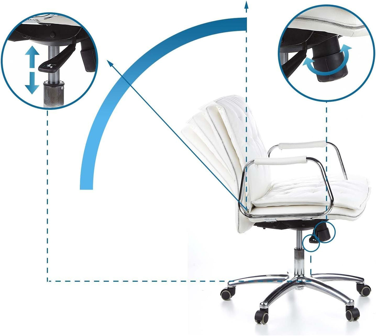 hjh OFFICE 600932 bureaustoel managersstoel VILLA 10 Napaleder Creme Wit, robuuste uitvoering, middelhoge rugleuning, ergonomisch