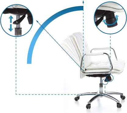 hjh OFFICE 600932 bureaustoel managersstoel VILLA 10 Napaleder Creme Wit, robuuste uitvoering, middelhoge rugleuning, ergonomisch