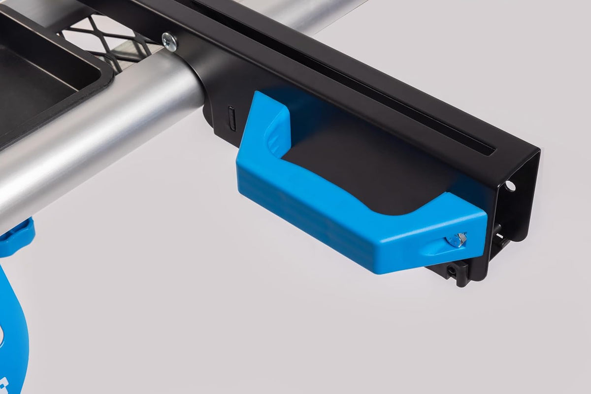 HÖGERT TECHNIK – Inklapbare, mobiele zaagtafel voor kap- en bandzagen met rolsteunen, gereedschapsplanken, stalen aluminium constructie en 100 kg draagkracht voor nauwkeurig werken