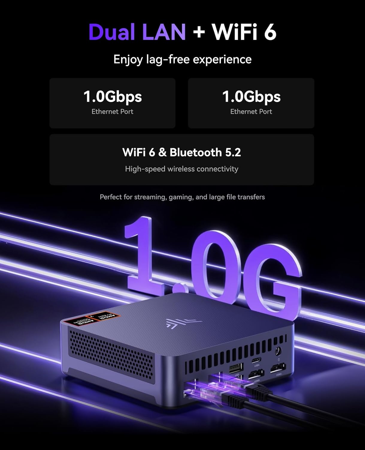 NiPoGi AM21 Mini PC AMD Ryzen 7 8745HS (8C/16T, tot 4,9 GHz), 16GB DDR5 512GB SSD Mini Desktop Computer met W-11 Pro | AMD Radeon 780M | 4K-schermen | WiFi 6 | Dual LAN voor Kantoor, Ontwerp en Gaming