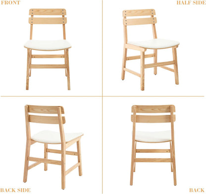Rustieke houten eetkamerstoelen – houten stoelen – keukenstoelen – eetkamerstoelen set – armloze stoelen – waterafstotend kunstleer – ergonomische rugleuning