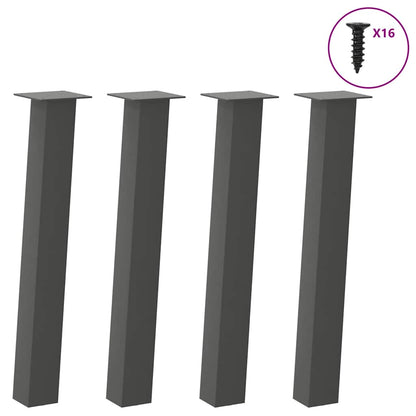 Eettafel – Tafel – Dinertafel – Eetkamertafel – Houten Tafel – Massief Eikenhout – Antraciet Stalen Poten – 220x100x74 cm – Verstelbare Pootjes – Robuuste Afwerking