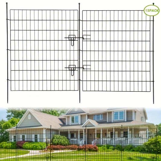 Tuinhek – Gaashek – Metalen Omheining – Tuinafscheiding – Stevige Hekwerkset – 14 Panelen + Deur – Vlakke Bovenkant – 73,66 x 81,28 cm