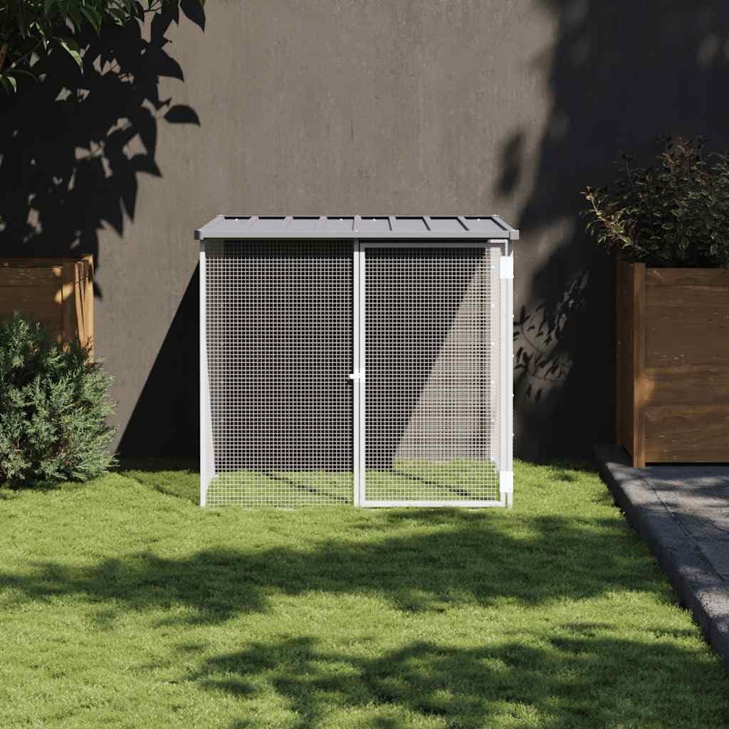Kippenren – Kippenhok – Dierenren – Kippenkooi – Ren Met Dak – Gegalvaniseerd Staal – 203x98x90 cm – Weerbestendig & Met Vergrendelbare Deur