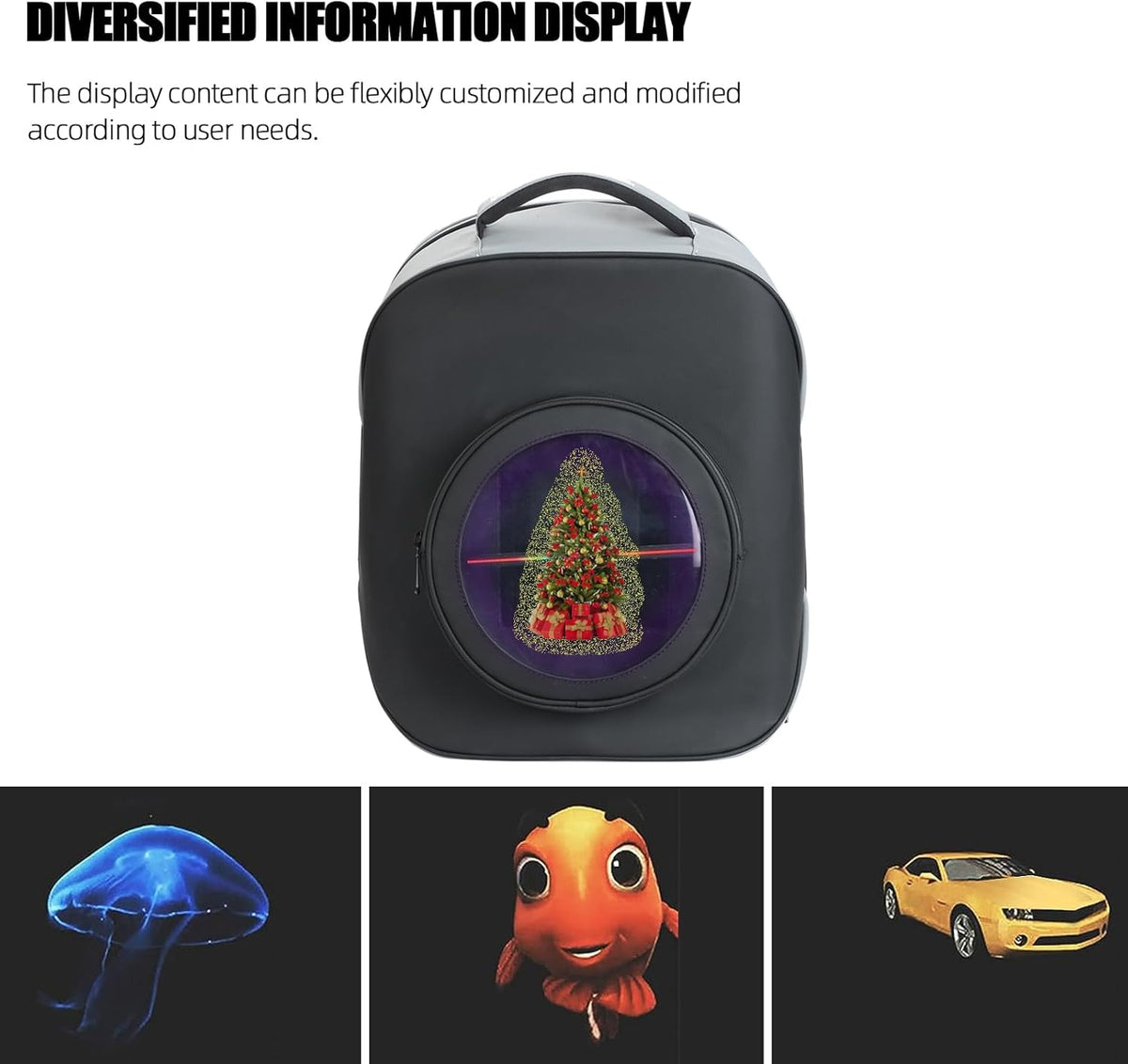 Missyou 3D Hologram Fan Rugzak - Draagbare Holografische Display, 40CM Hoog, 36CM Breed - LED 3D Projector voor Beurzen, Tentoonstellingen, Commercial Displays, Incl. Afstandsbediening & 700 Video's