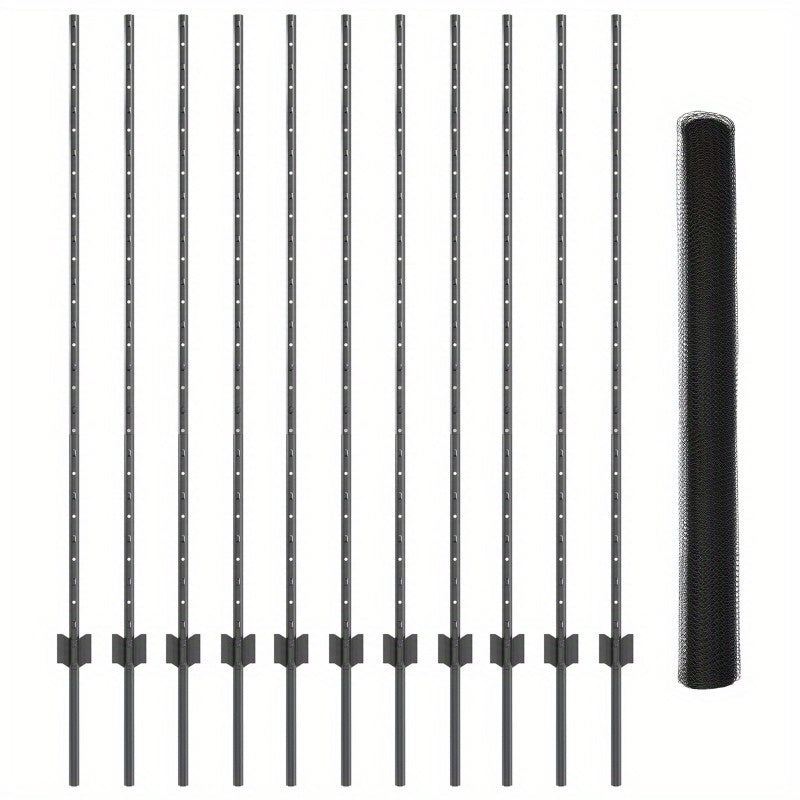 Schuttingpaal – Tuinpalen – Tuinhout – Hekwerkpaal – Staalpaal – Grijs – 140 cm Lengte – Hexagonaal U-Profiel