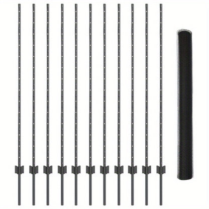 Schuttingpaal – Tuinpalen – Tuinhout – Hekwerkpaal – Staalpaal – Grijs – 140 cm Lengte – Hexagonaal U-Profiel