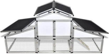 Outdoor Chicken Coop Large with Closed Door and Open Space with Box and Nest Made of Aluminium
