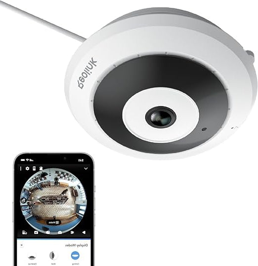 Reolink 6MP 360° Panorama Fisheye Camera, 2.4/5GHz Wi-Fi Security Camera Indoor Front Home/Office Security, Motion Detection, Distortion Correction, 2-Way Audio, IR Night Vision, FE-W(White) - QUORE