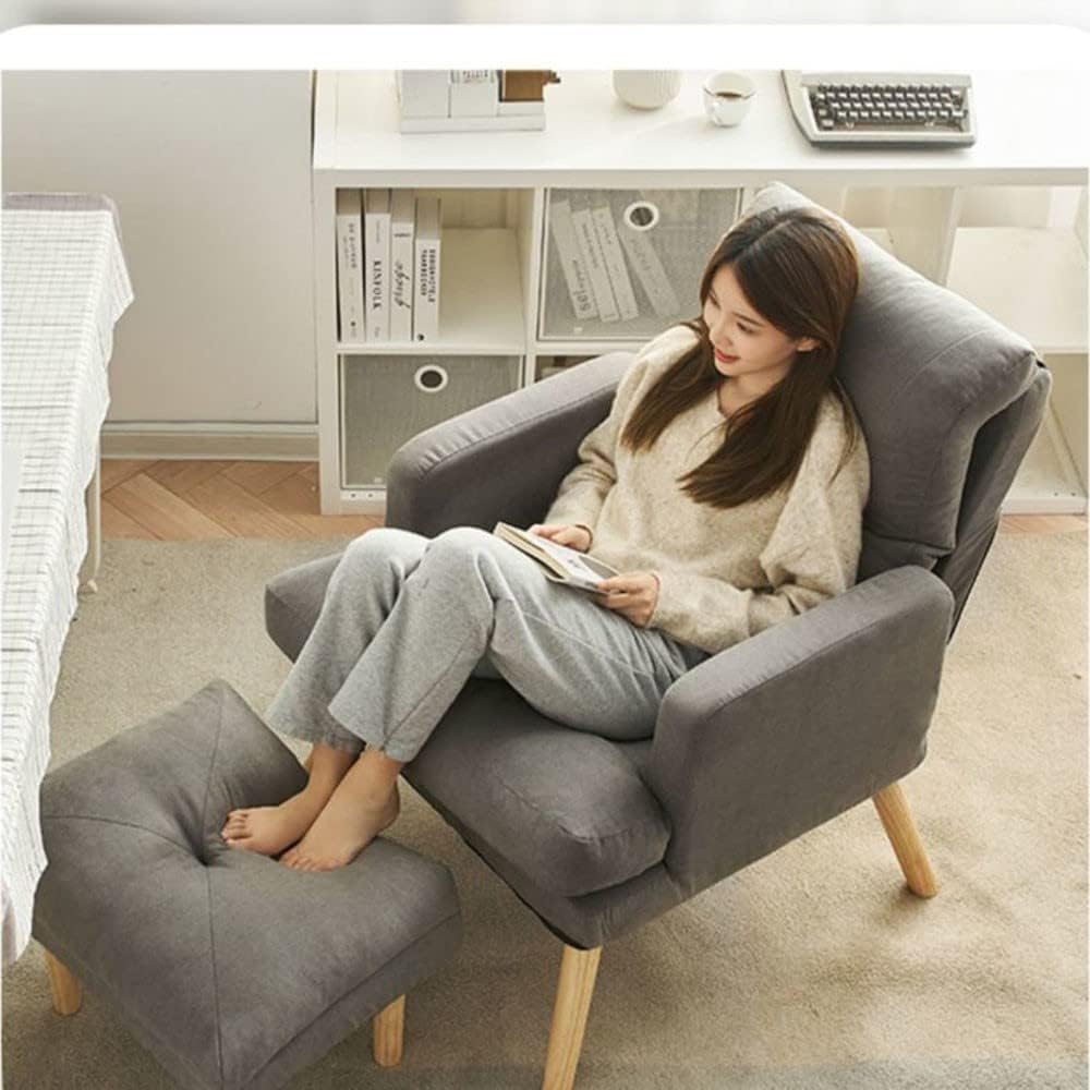 Fauteuil – Relaxstoel – Zithoek – Lounge Chair – Poef – Corduroy Bekleding – Met Voetenbank – Ergonomisch Ontwerp – Stevig Metalen Frame