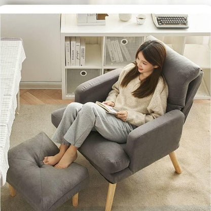 Fauteuil – Relaxstoel – Zithoek – Lounge Chair – Poef – Corduroy Bekleding – Met Voetenbank – Ergonomisch Ontwerp – Stevig Metalen Frame
